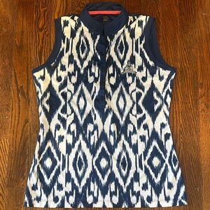 EP Pro Printed Navy and White Sleeveless Women's Golf Polo